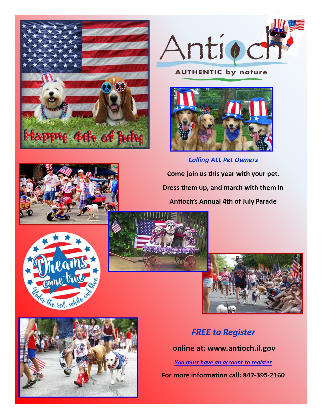 4th of July Pet Parade and bicycle and golf cart decorating Antioch, IL